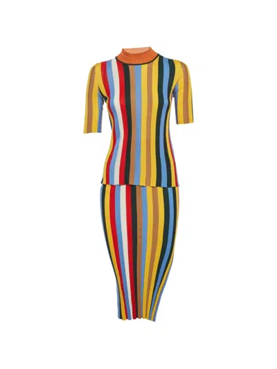 Pre-owned Sonia Rykiel Striped Stretch-knit Set In Yellow