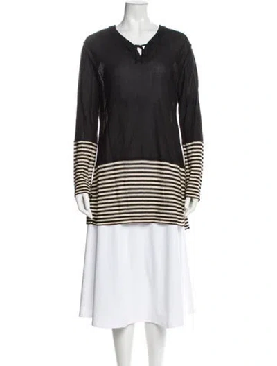Pre-owned Sonia Rykiel Striped Tie Neck Tunic In Multi