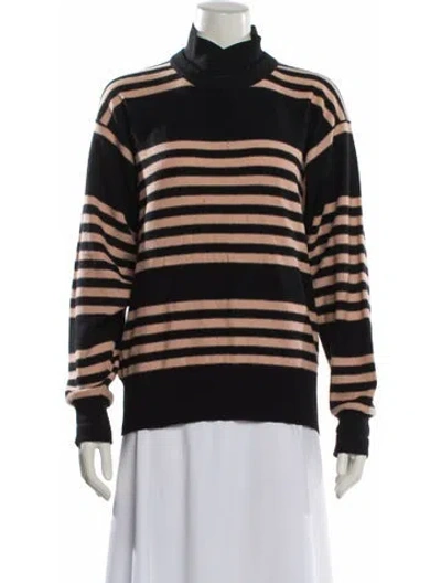 Pre-owned Sonia Rykiel Striped Turtleneck Sweater In Black