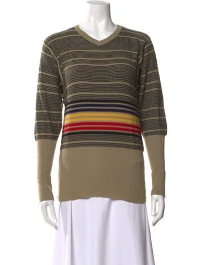Pre-owned Sonia Rykiel Striped V-neck Sweater In Multi