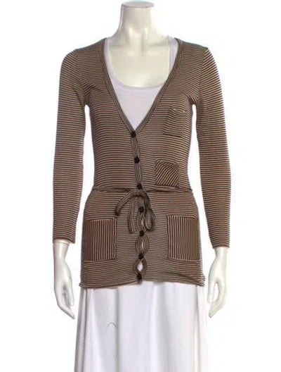 Pre-owned Sonia Rykiel Striped V-neck Sweater In Neutral