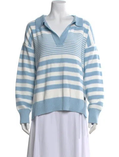 Pre-owned Sonia Rykiel Striped V-neck Sweater W/ Tags In Blue