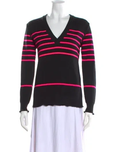 Pre-owned Sonia Rykiel Striped V-neck Sweatshirt In Black