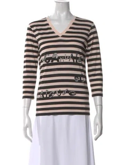 Pre-owned Sonia Rykiel Striped V-neck T-shirt In Multi
