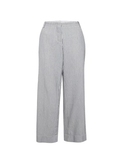 Pre-owned Sonia Rykiel Striped Wide-leg Trousers In White
