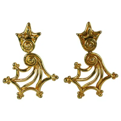 Pre-owned Sonia Rykiel Swirl Fan Earrings In Brown