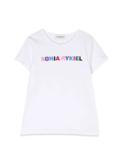 Sonia Rykiel Kids' T-shirt Logo Contrasting Profiles In White