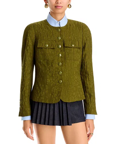 Sonia Rykiel Textured Fitted Rounded Shoulder Jacket In Green
