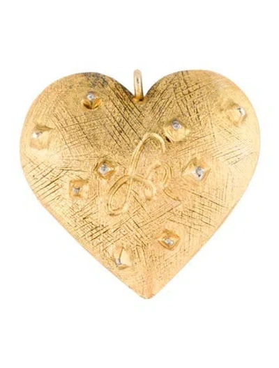 Pre-owned Sonia Rykiel Textured Heart Pendant, 1.25" In Multi