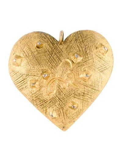 Pre-owned Sonia Rykiel Textured Heart Pendant, 1.25" In Multi