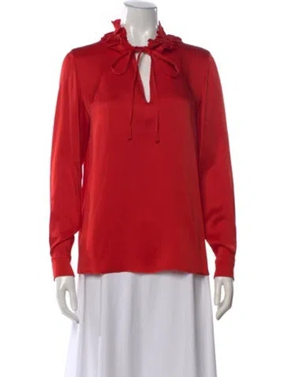 Pre-owned Sonia Rykiel Tie Neck Long Sleeve Blouse In Red