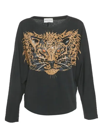 Pre-owned Sonia Rykiel Tiger-print Beaded Top In Black