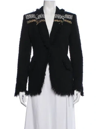Pre-owned Sonia Rykiel Tweed Pattern Blazer In Black