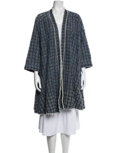 Pre-owned Sonia Rykiel Tweed Pattern Coat In Blue