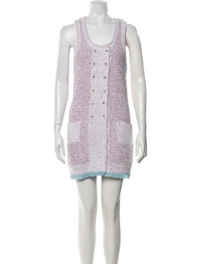 Pre-owned Sonia Rykiel Tweed Pattern Mini Dress In Purple