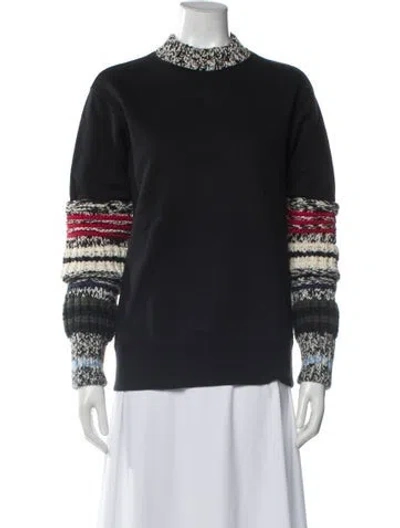 Pre-owned Sonia Rykiel Tweed Pattern Mock Neck Sweater In Blue