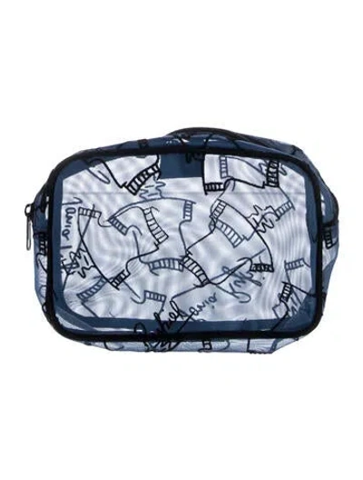 Pre-owned Sonia Rykiel Velvet Trimmed Mesh Cosmetic Bag In Blue