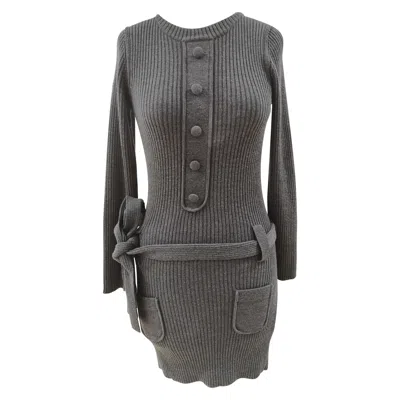 Pre-owned Sonia Rykiel Vintage 1990s Grey Wool Dress Size Small Women's Apparel In Gray