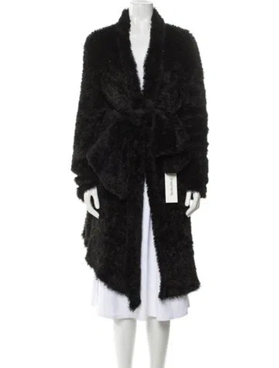 Pre-owned Sonia Rykiel Vintage Faux Fur Coat In Black