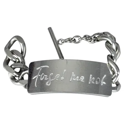 Pre-owned Sonia Rykiel Vintage  "forget Me Not" Silver Id Chain Bracelet In Multi