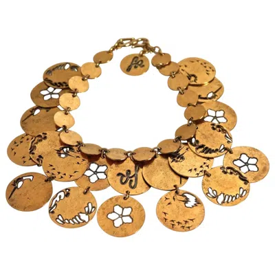 Pre-owned Sonia Rykiel Vintage  Openwork Disc Bib Necklace In Orange