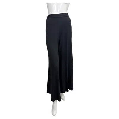 Pre-owned Sonia Rykiel Vintage  Paris Black High-waisted Wide Leg Crepe Trousers Us 4