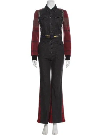 Pre-owned Sonia Rykiel Virgin Wool Colorblock Pattern Pant Set In Black