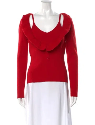 Pre-owned Sonia Rykiel Virgin Wool Cowl Neck Sweater In Red