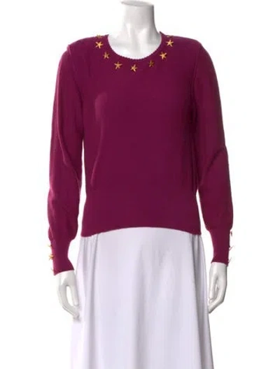 Pre-owned Sonia Rykiel Virgin Wool Crew Neck Sweater In Purple