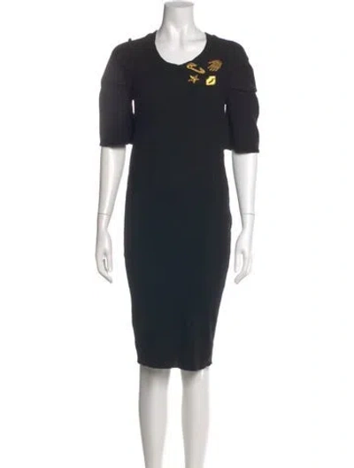 Pre-owned Sonia Rykiel Virgin Wool Knee-length Dress In Black