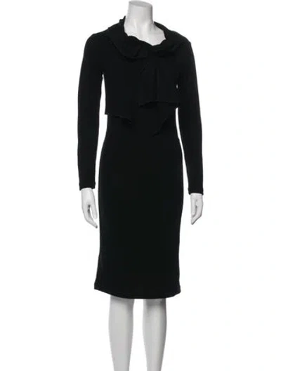 Pre-owned Sonia Rykiel Virgin Wool Knee-length Dress In Blue