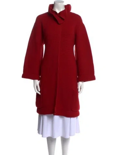 Pre-owned Sonia Rykiel Virgin Wool Mock Neck Sweater In Red