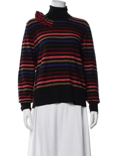 Pre-owned Sonia Rykiel Virgin Wool Striped Sweater In Black