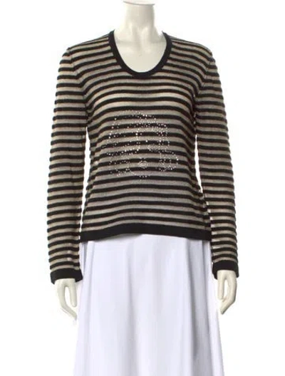 Pre-owned Sonia Rykiel Virgin Wool Striped Sweater In Neutral