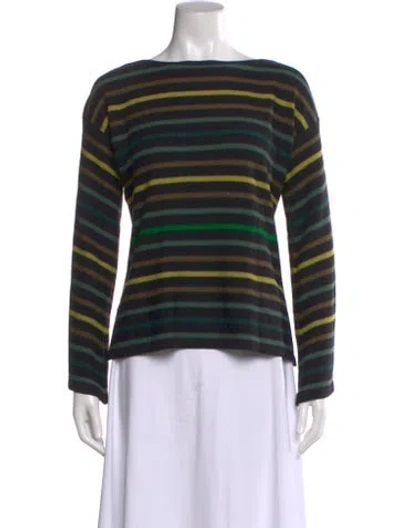 Pre-owned Sonia Rykiel Virgin Wool Striped Sweater In White