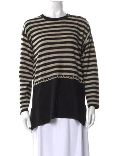 Pre-owned Sonia Rykiel Virgin Wool Striped Sweatshirt In Black