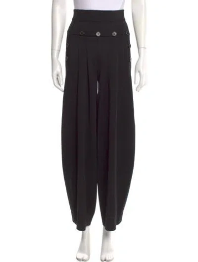 Pre-owned Sonia Rykiel Virgin Wool Wide Leg Pants In Black