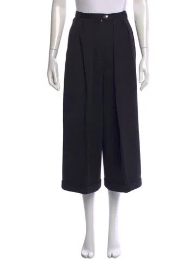 Pre-owned Sonia Rykiel Virgin Wool Wide Leg Pants In Black