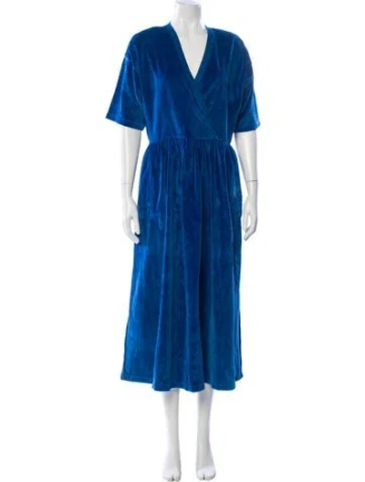 Pre-owned Sonia Rykiel V-neck Long Dress In Blue