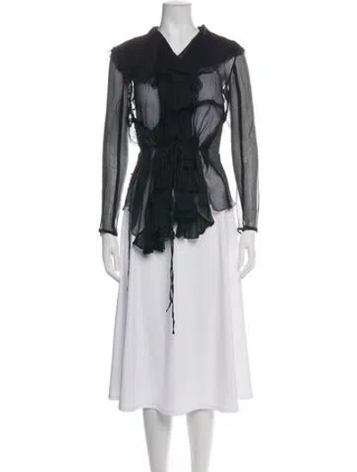 Pre-owned Sonia Rykiel V-neck Long Sleeve Blouse In Black