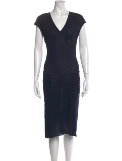 Pre-owned Sonia Rykiel V-neck Midi Length Dress In Blue
