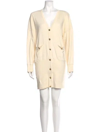 Pre-owned Sonia Rykiel V-neck Mini Dress In Neutral