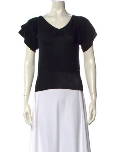 Pre-owned Sonia Rykiel V-neck Short Sleeve T-shirt In Blue