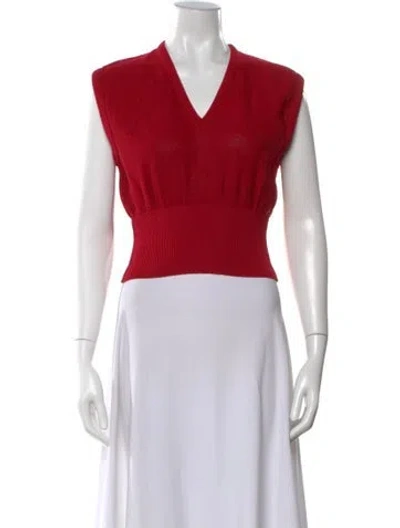 Pre-owned Sonia Rykiel V-neck Sleeveless Top In Red
