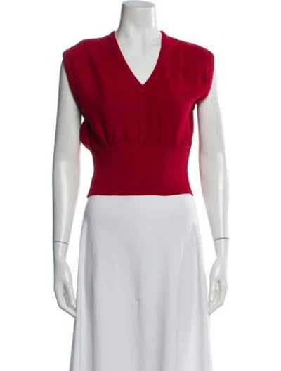 Pre-owned Sonia Rykiel V-neck Sleeveless Top In Red