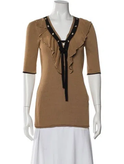 Pre-owned Sonia Rykiel V-neck Sweater In Brown