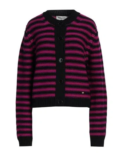 Sonia Rykiel Woman Cardigan Purple Size L Wool In Black Fuchsia
