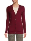 Sonia Rykiel Women's Beaded Button Merino Wool Blend Cardigan In Burgundy