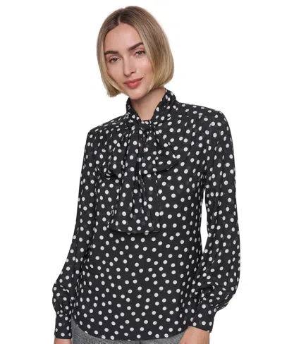 Sonia Rykiel Women's Bow Blouse Long-sleeve Top In Black,ivory