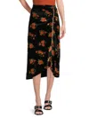 Sonia Rykiel Women's Floral A Line Midi Skirt In Black Orange